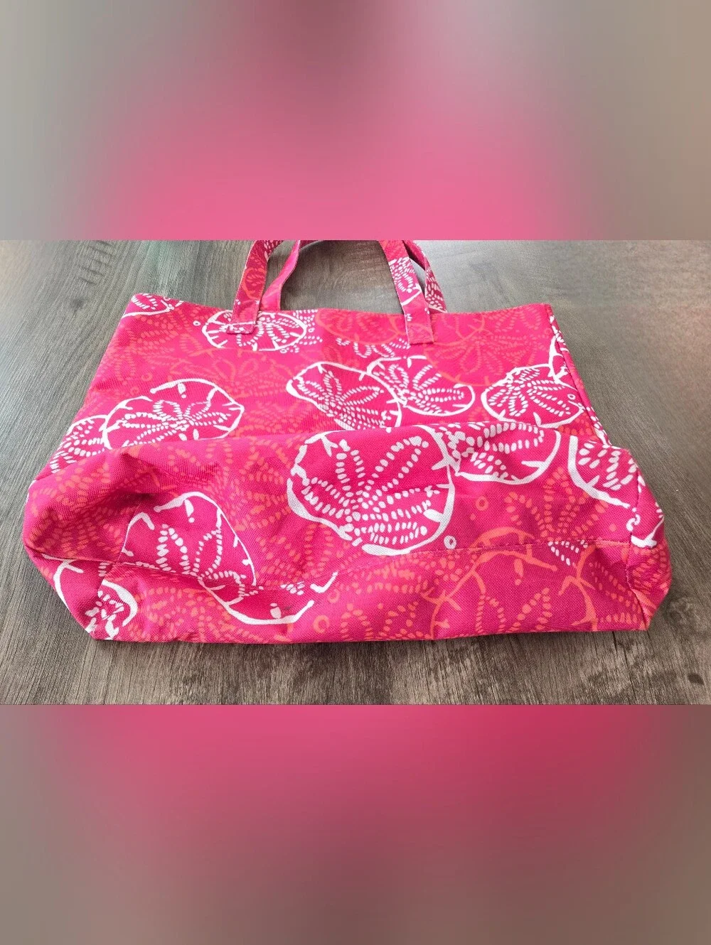 Lilly Pulitzer For Estee Lauder Pink Sand Dollar Reusable Tote Beach Bag *Flaw*